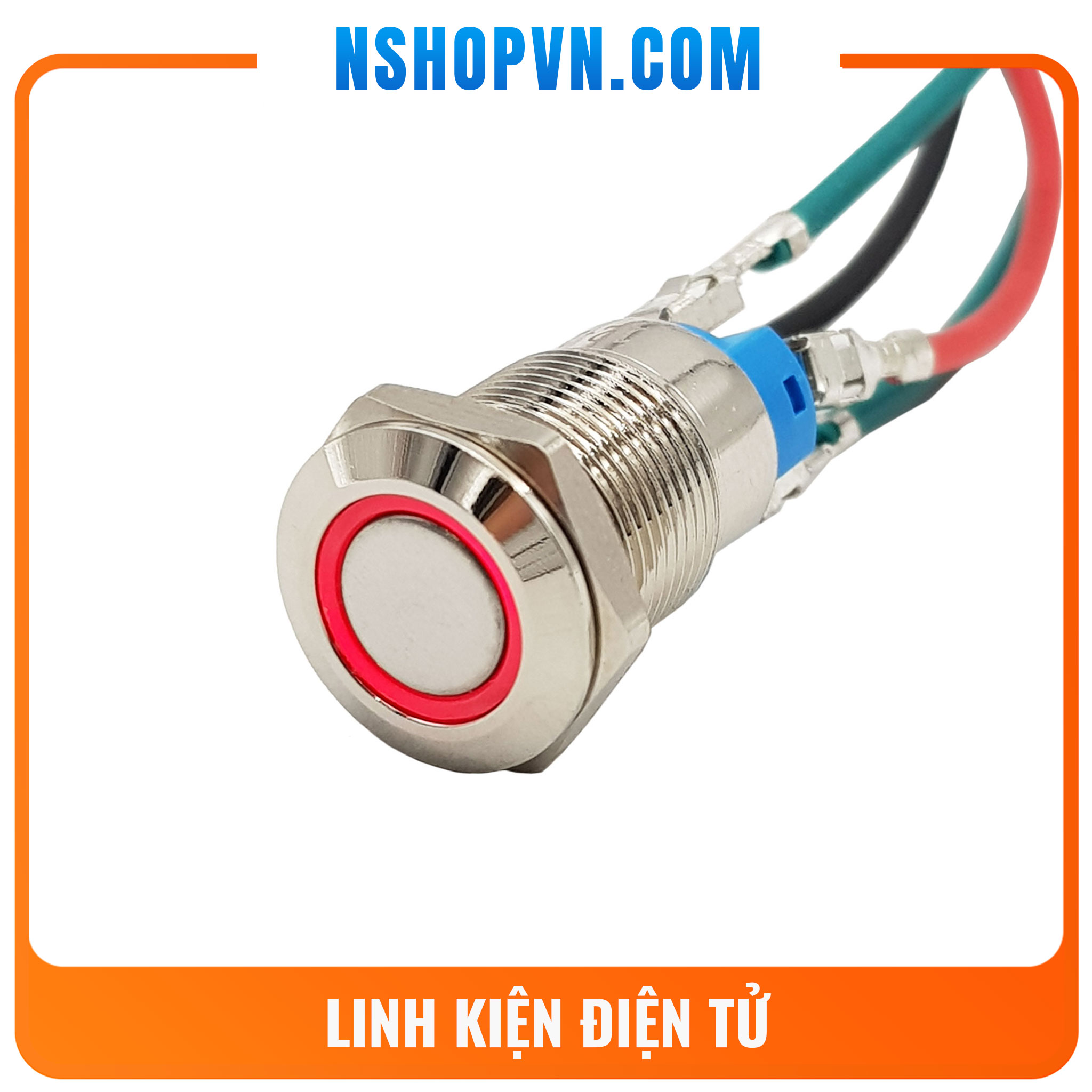 Nút nhấn tự giữ kim loại 12mm đỏ