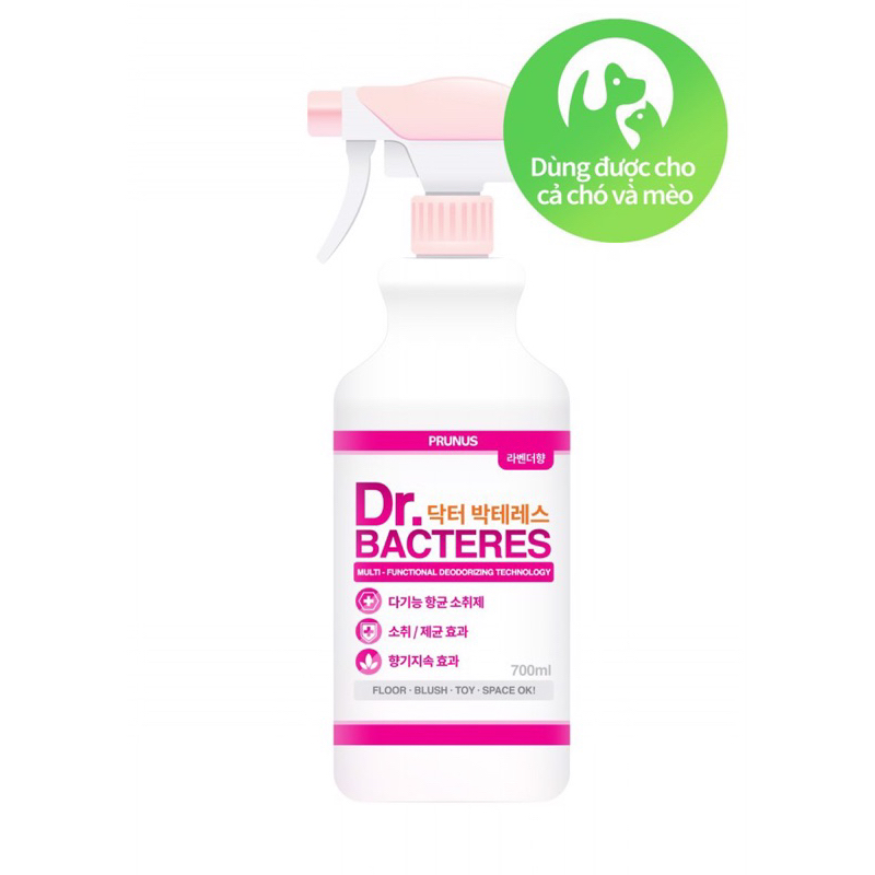 Chai xịt khử mùi và Diệt khuẩn đa năng - Dr BACTERES hương Lavender
