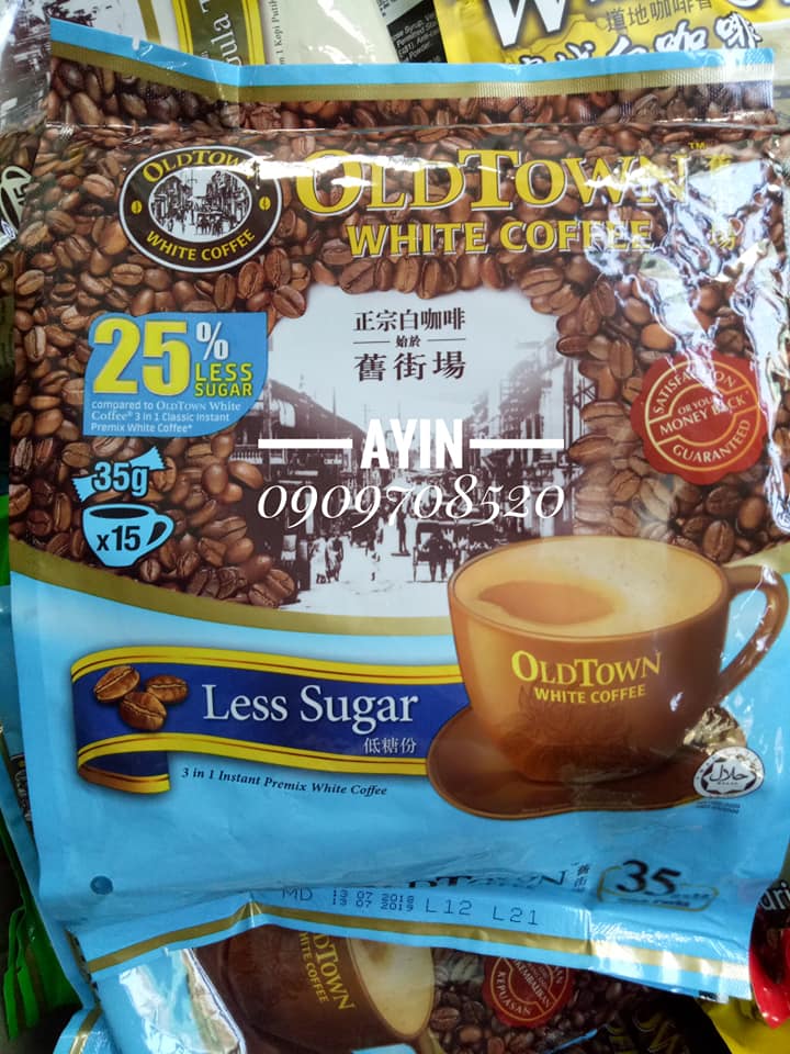 ( Bao Bì Mới )Cà phê trắng OldTown Less Sugar Malaysia