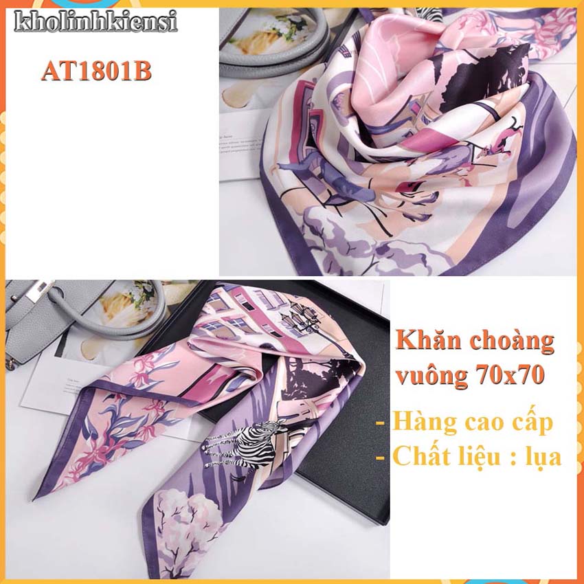 [HCM]Khăn choàng lụa vuông cao cấp at1801- Lụa-satin- khăn choàng cổ điệu đà cho phái nữ