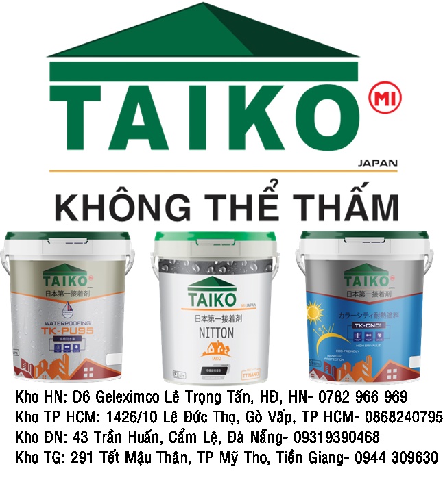 Keo quét Nhật Bản - TaiKo Japan chống thấm vết nứt mái nhà, sàn nhà vệ sinh, máng xối, tôn, triệt để