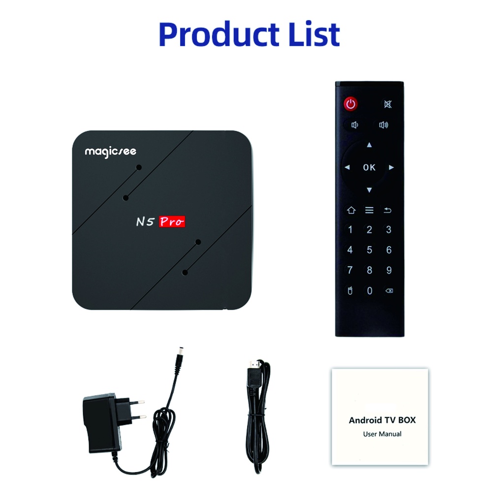 Android tivi box Magicsee N5 pro 2023 Android 11 - Ram 4GB - Rom 32GB - Chip S905W2