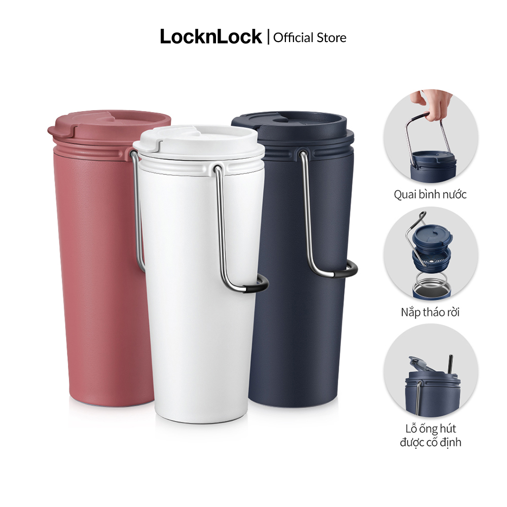 Bình giữ nhiệt Lock&Lock Bucket Tumbler - LHC4269 - Có quai xách tiện lợi - Thép không gỉ SUS304 - Đế chống trượt