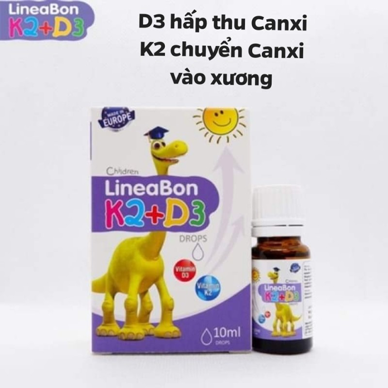 Lineabone vitamin d3 + k2 - giải pháp tăng cường hấp thu canxi lọ 10ml nhập khẩu