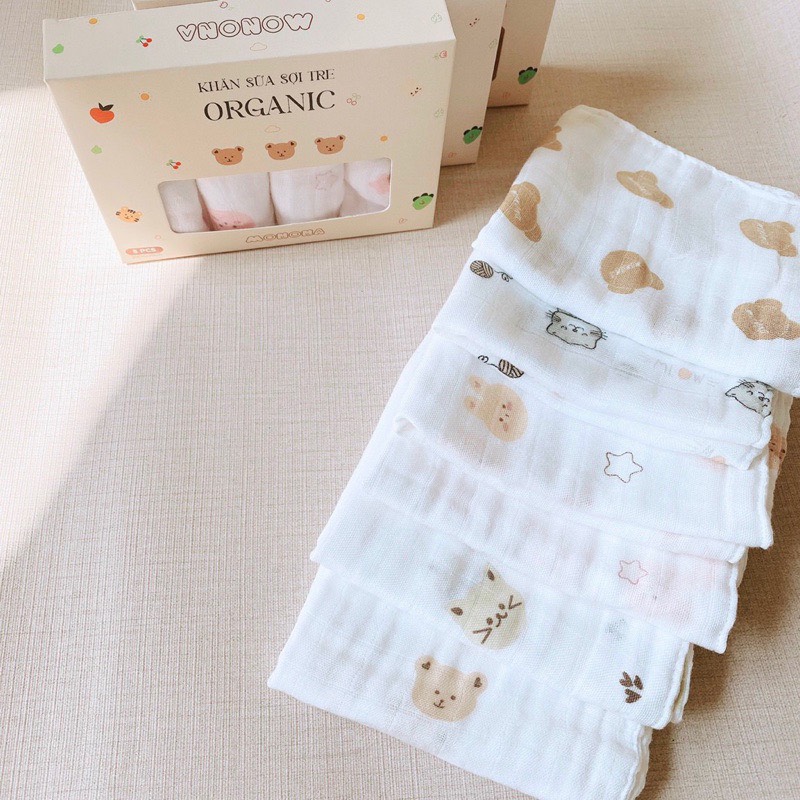 Set 5 khăn sữa sợi tre monona thấm hút tốt an toàn cho bé sơ sinh