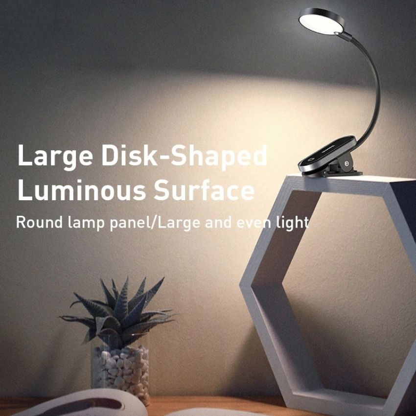 Đèn kẹp đọc sách Baseus Comfort Reading Mini Clip Lamp (Dịu mắt, chân kẹp, 3 mức sáng, pin sạc 350mAh, 24h sử dụng) DGRAD-0G
