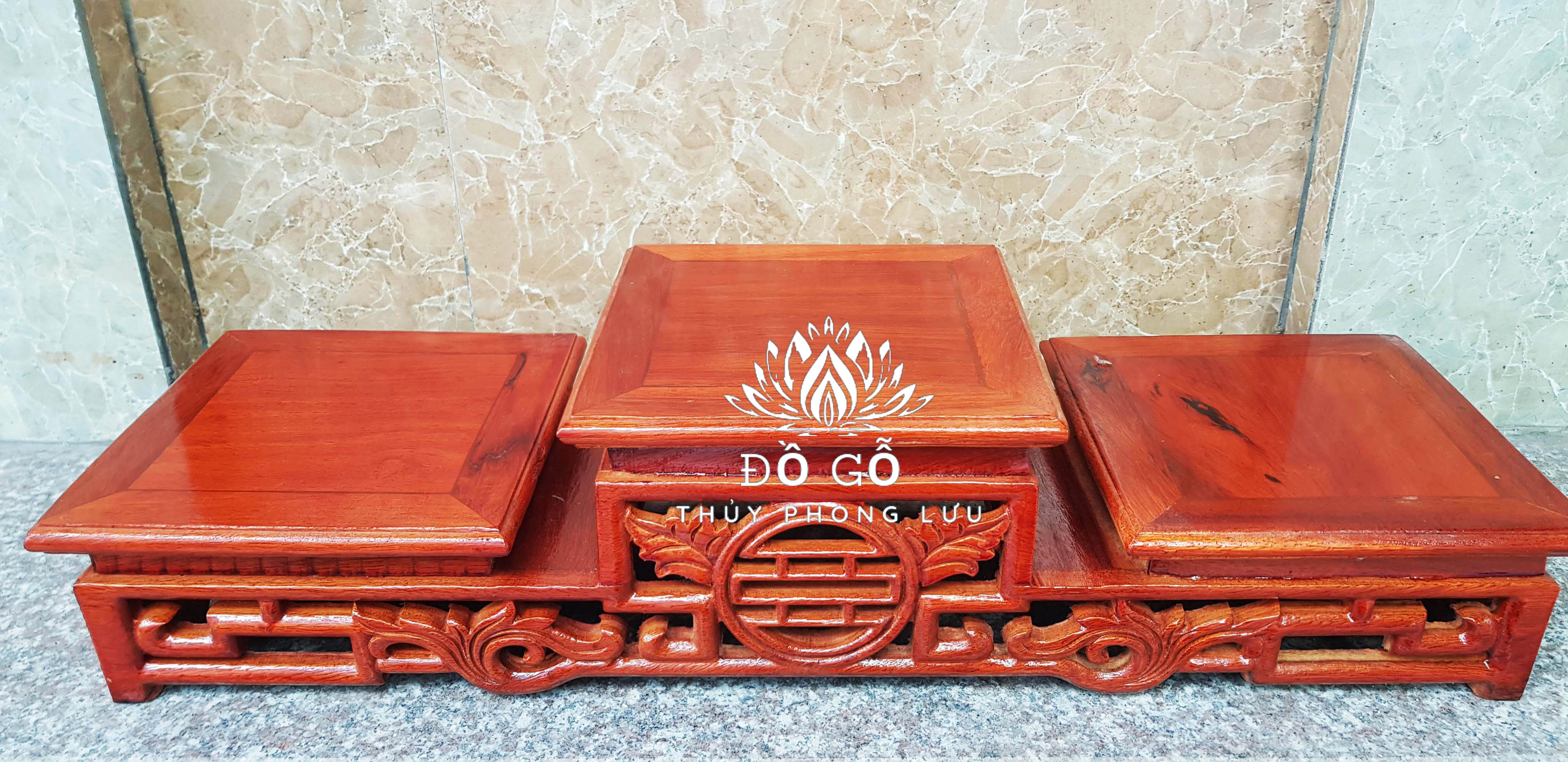 Đế kê bát hương thờ cúng bát nhang gỗ gõ