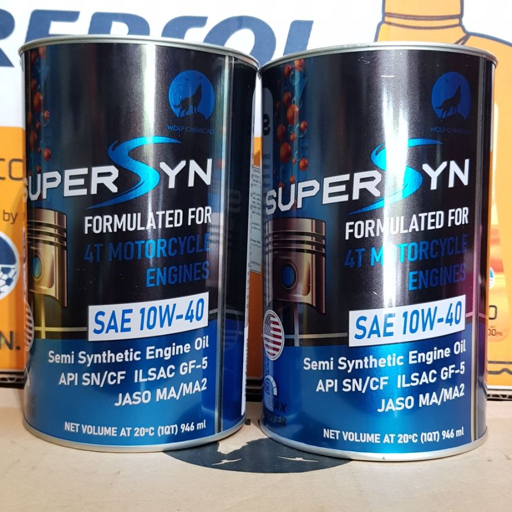 Nhớt Wolf Racing 4T công nghệ tổng hợp 10W40 lon 946ml, nhớt xe máy/xe côn tay Wolf racing 10W40 giá rẻ
