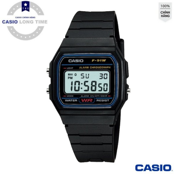 Đồng hồ Casio nam/nữ F-91W-1DG (F-91W-1SDG) Anh Khuê dây nhựa huyền thoại - Chính Hãng - Chống nước