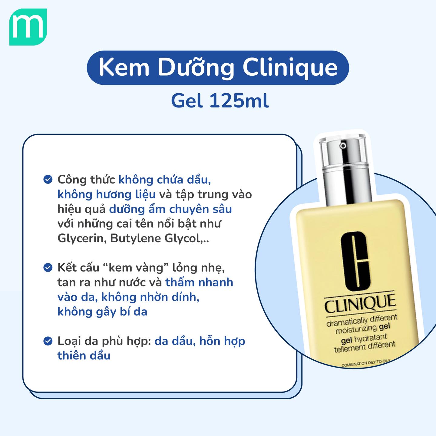 Kem dưỡng ẩm Clinique Dramatically Different Moisturizing Gel 30ml 125ml