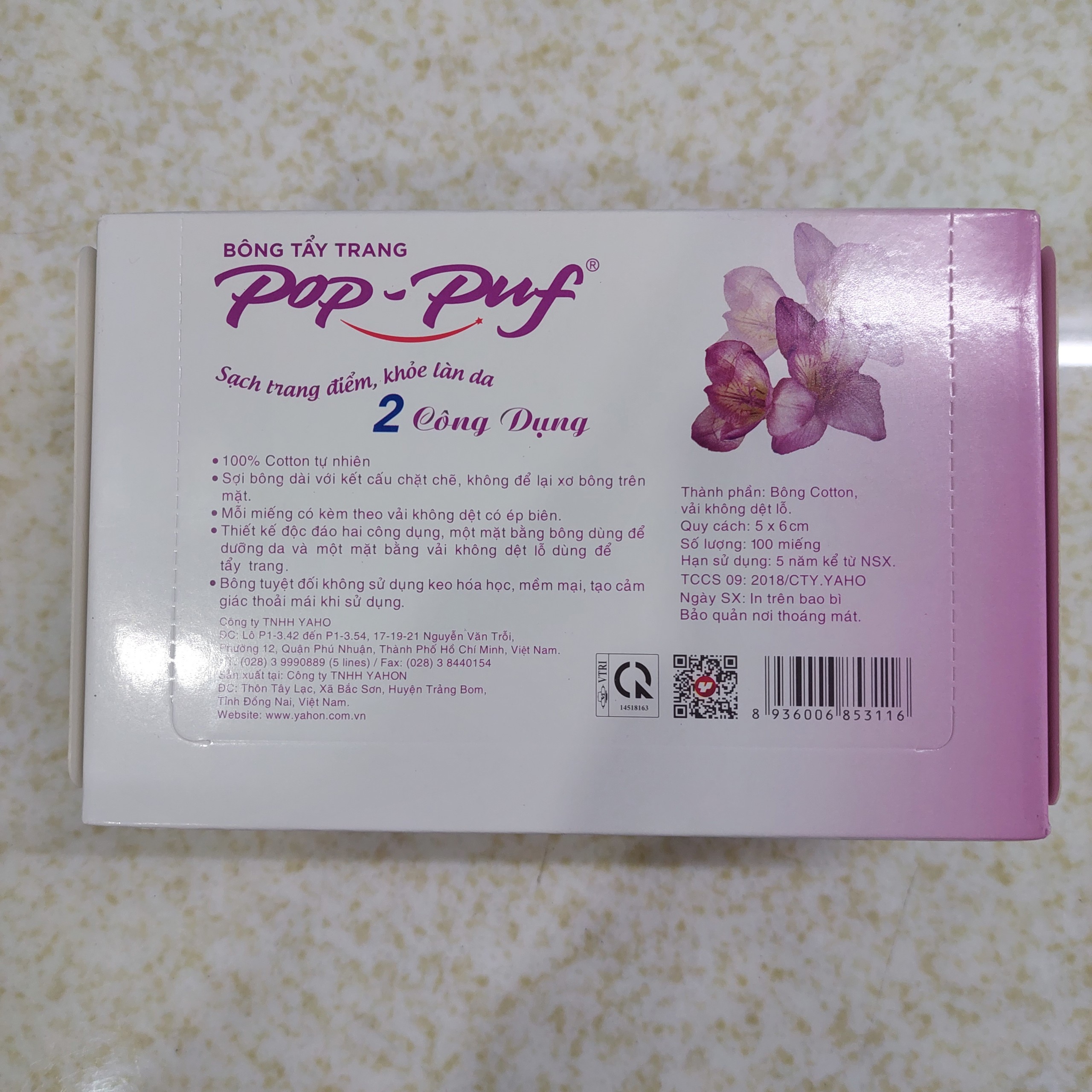 bông tẩy trang Pop Puf  hộp 100 miếng
