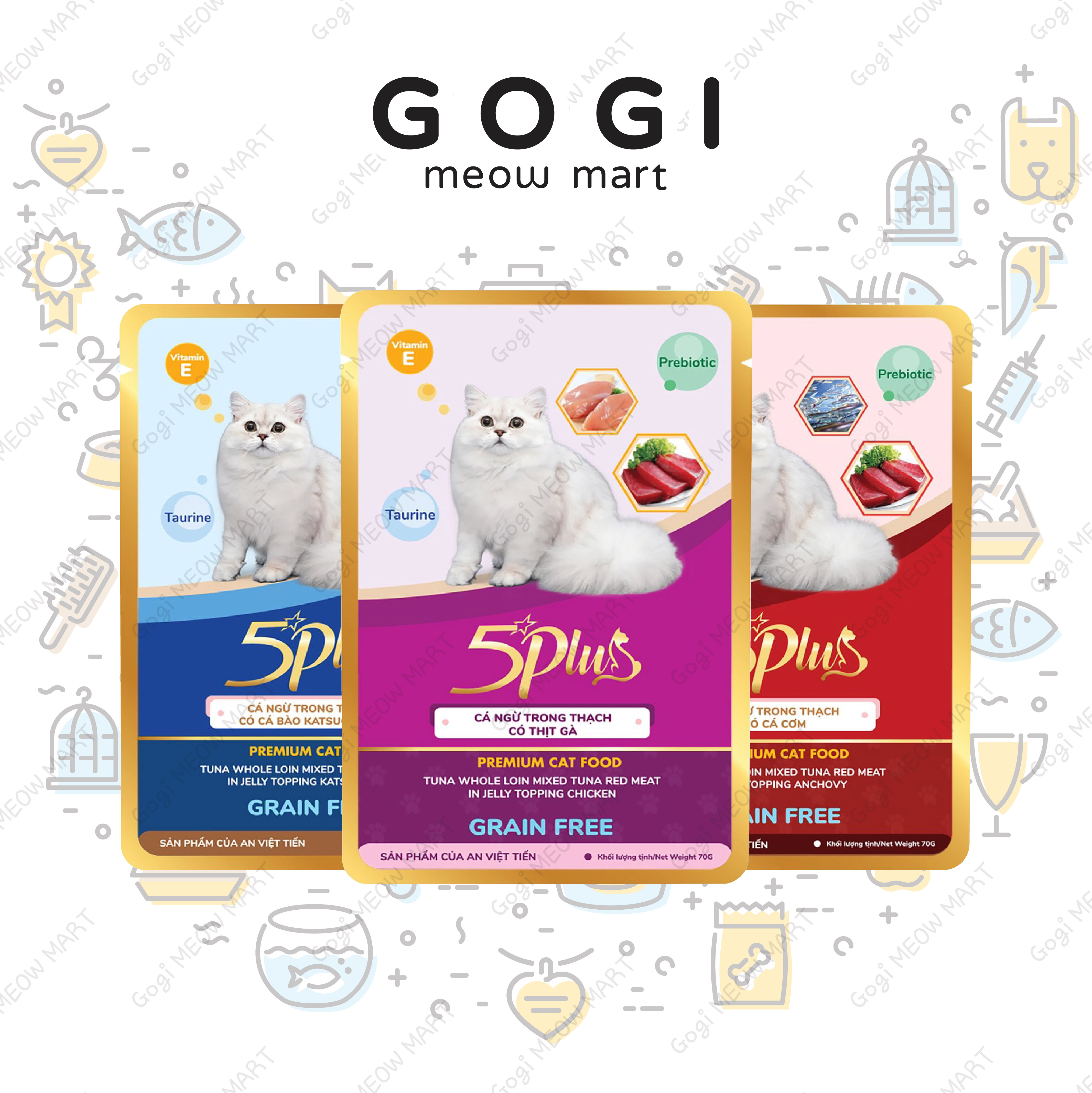 Pate 5Plus Premium 70G cá ngừ cao cấp cho Mèo mọi lứa tuổi