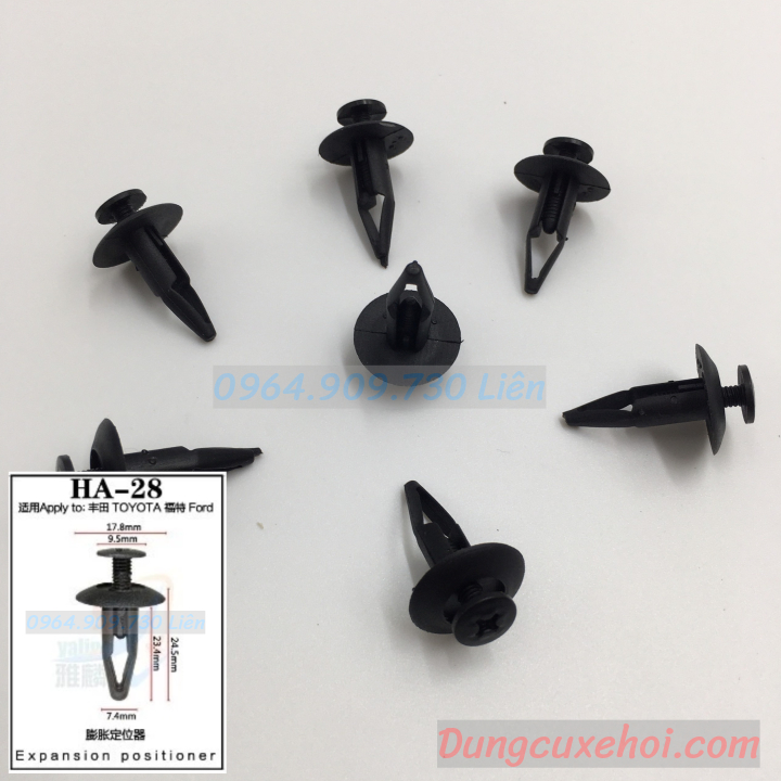 Bộ 20 đinh tán, chốt vít nở vit Nhựa Loại 1 cho xe hơi ô tô toyota Chất Liệu Nhựa Nylon Polyme HA28