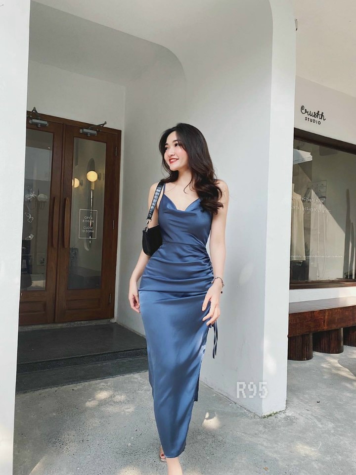 Đầm 2 dây cổ đỗ-zu#damnu