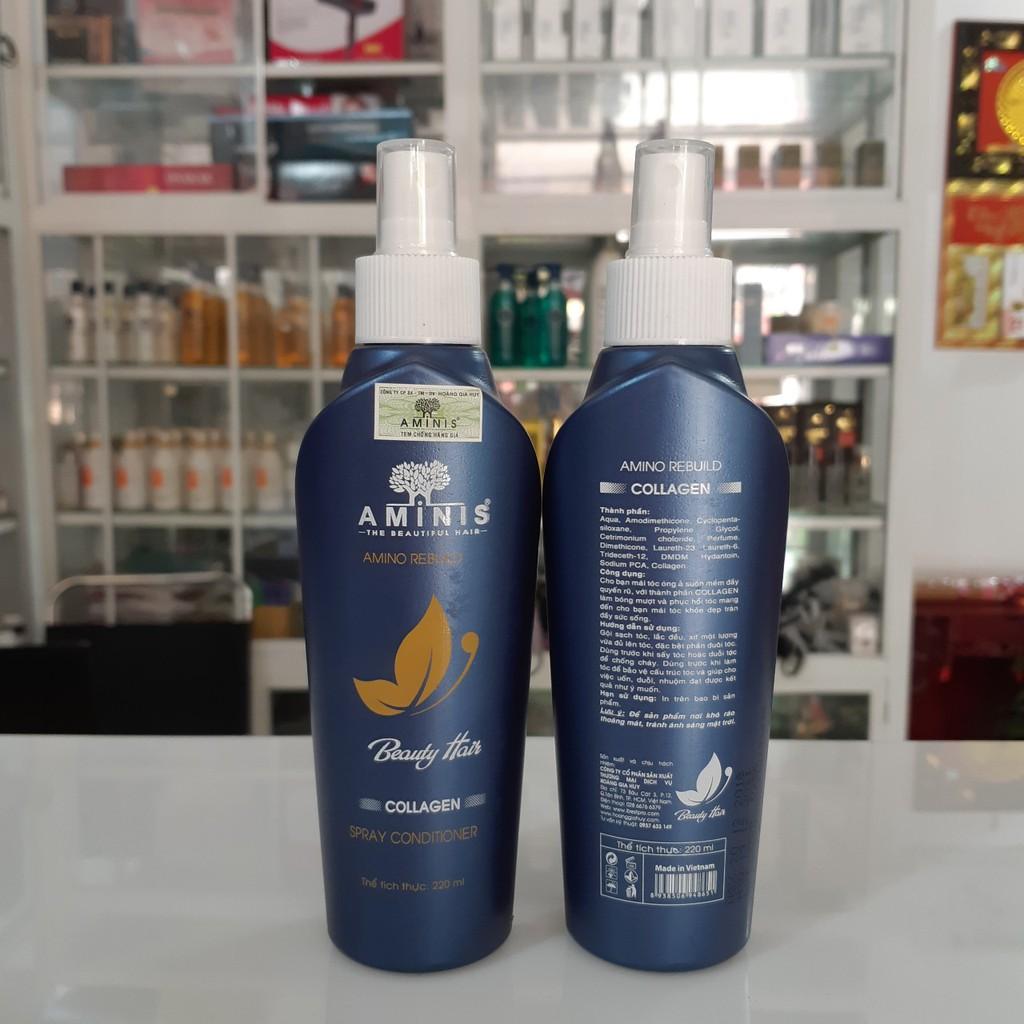 [CHÍNH HÃNG] Xịt dưỡng phục hồi tóc aminis collagen 220ml