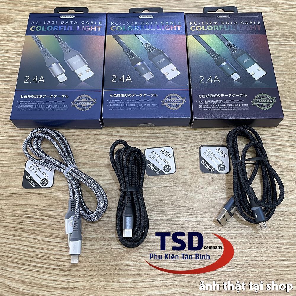Cáp Sạc Nhanh Remax RC-152 Chính Hãng (Lightning – Micro USB – Type C)