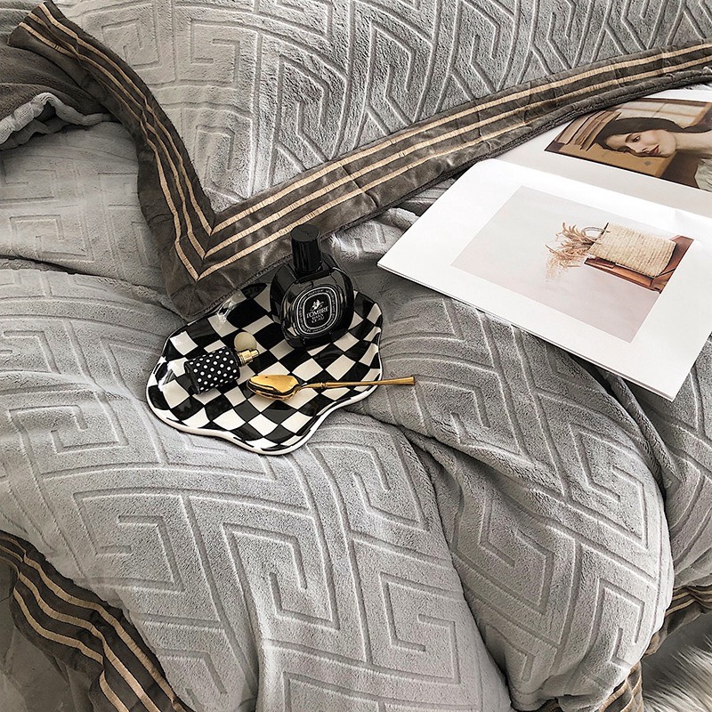 Bộ chăn ga nỉ Hlhome bedding dệt hình thoi siêu mịn