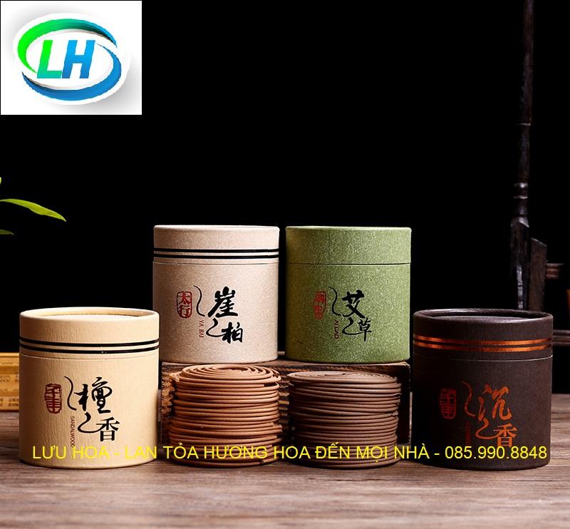 Nhang trầm hương cao cấp, Nhang vòng rất thơm, Nhang nụ trầm 50 vòng thời gian cháy 4 giờ đựng trong hộp giấy kín - Mùi tùy chọn