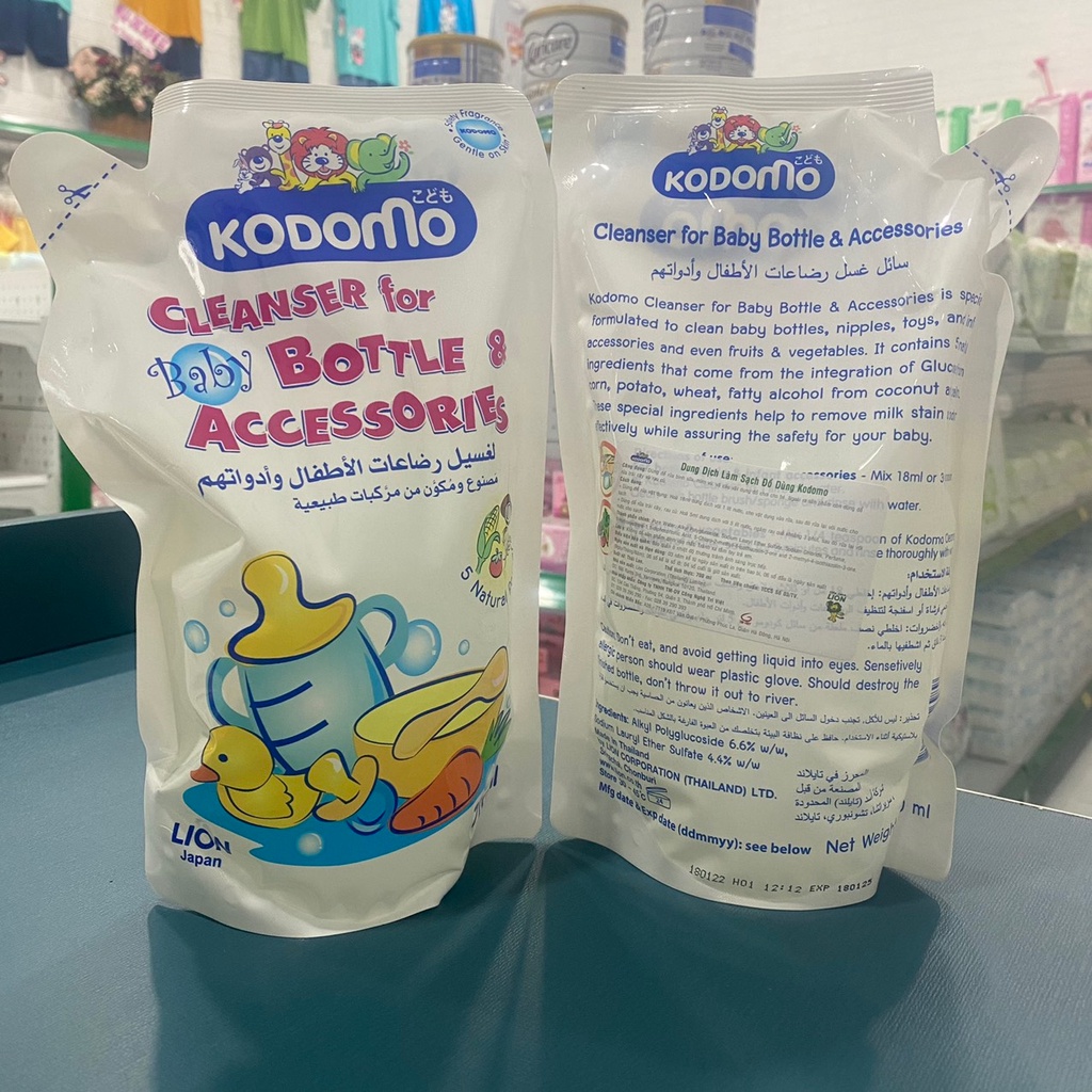 Nước rửa bình sữa Kodomo 700ml Thái Lan - dạng gói