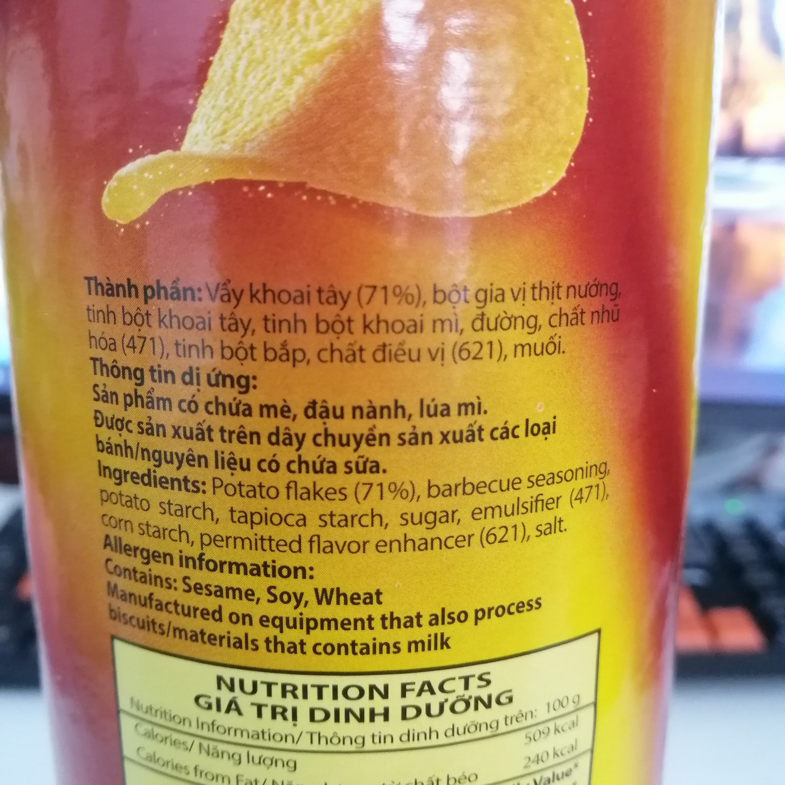 Snack Khoai Tây Slide Vị Thịt Nướng (Lon 150g)