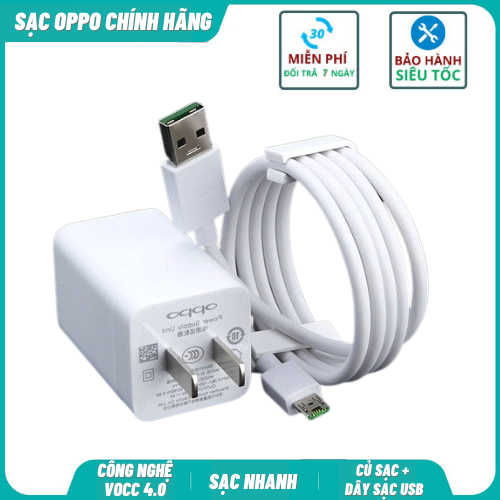 Vô pin nhanh chóng - bộ sạc zin oppo 4a fullbox - bộ sạc điện thoại cực nhanh vooc oppo 4.0 ak779 f9, f9 plus a37, neo3, neo5, neo7,neo9, f1, f1s, f3 plus, f3, a33 2020