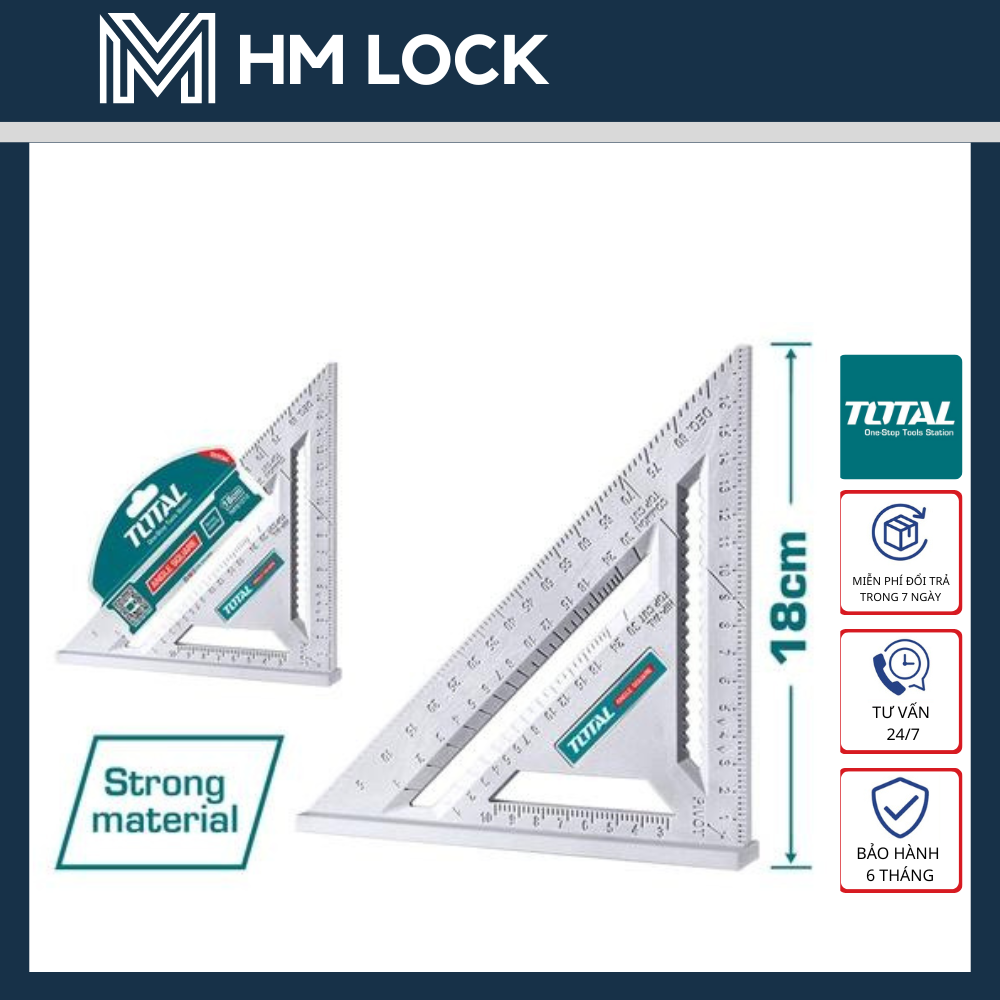 Thước góc vuông 180mm total - hàng chính hãng - tmt61212 - hm lock
