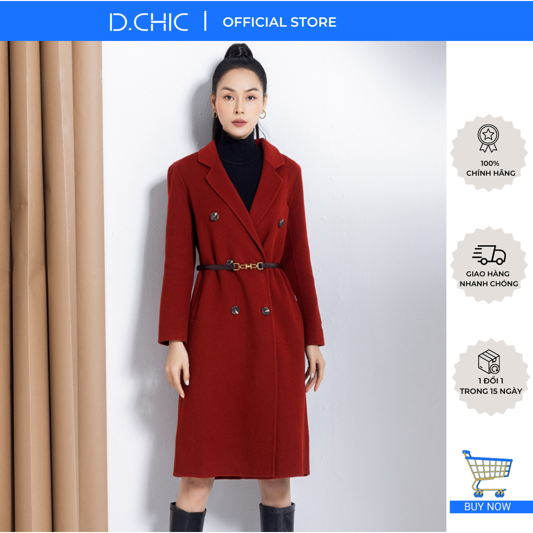 Áo dạ Handmade dài basic túi cơi sườn chéo by D.CHIC MS: 980261