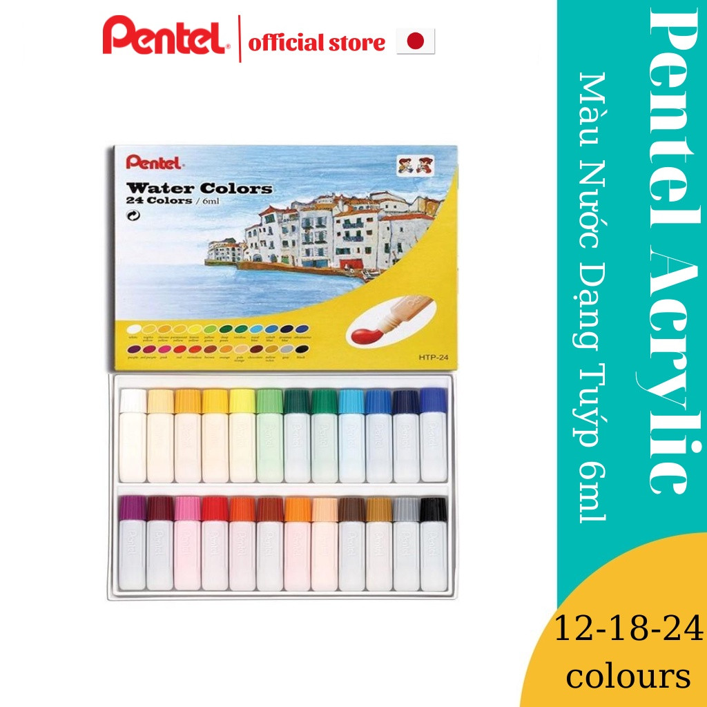 Màu nước Pentel 12/18/24 màu (6ml/tuýp)