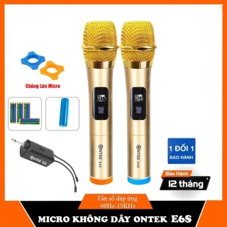 [Xả kho - MPVC ] Micro karaoke không dây cao cấp tần số UHF ( E6S đôi) chống hú khử ồn - mich khong day - mich karaoke - mích hát karaoke không dây - mích karaoke chuyên nghiệp - bảo hành 12 tháng thumbnail