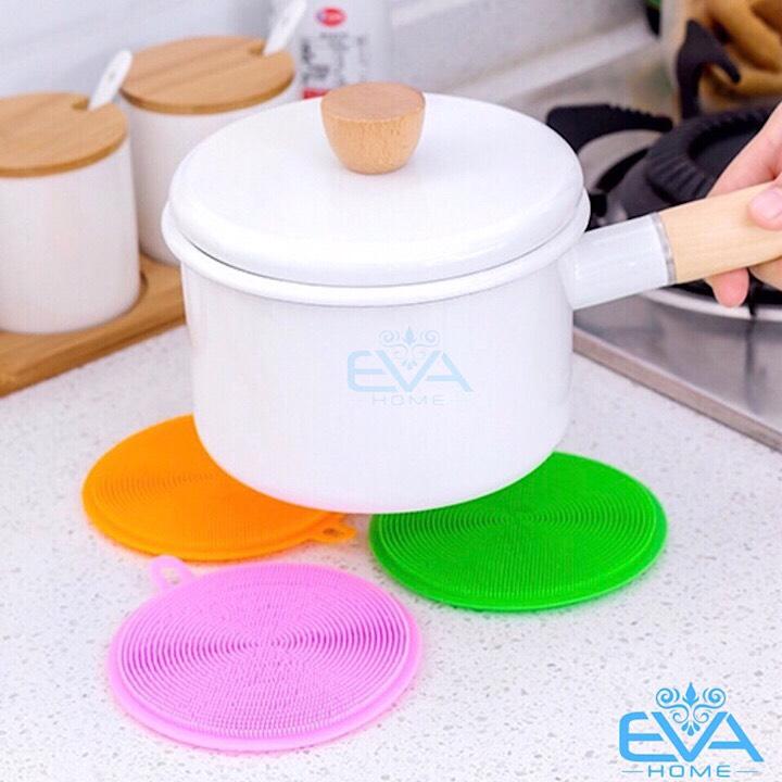 Combo 3 Miếng Rửa Chén Bát Silicon Có Quai Treo Tiện Lợi