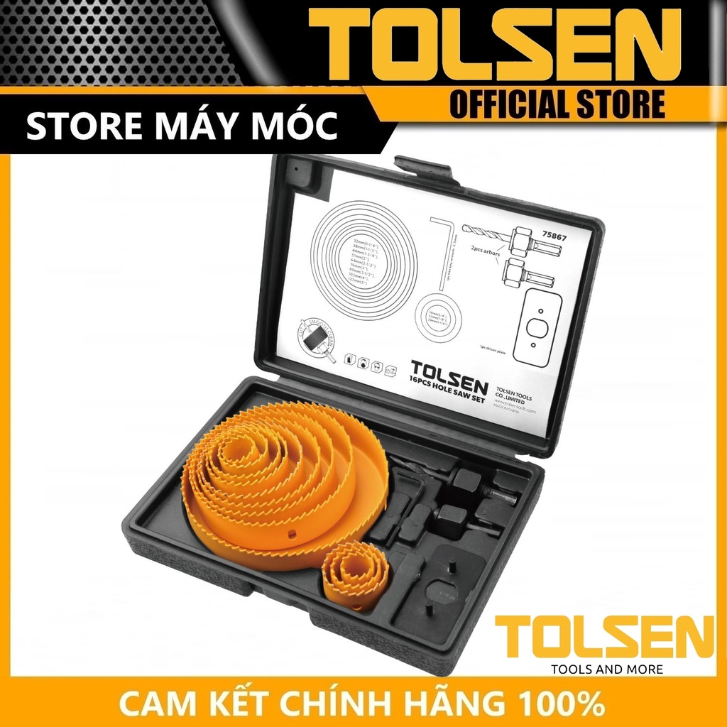 Bộ 16 vòng khoét lỗ lớn tolsen 75867 - hàng chính hãng