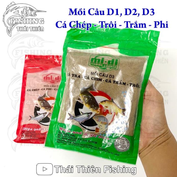 Mồi Câu D1, D2, D3 Cá Chép, Rô Phi, Trắm, Trôi, Tra, Trê, Chim