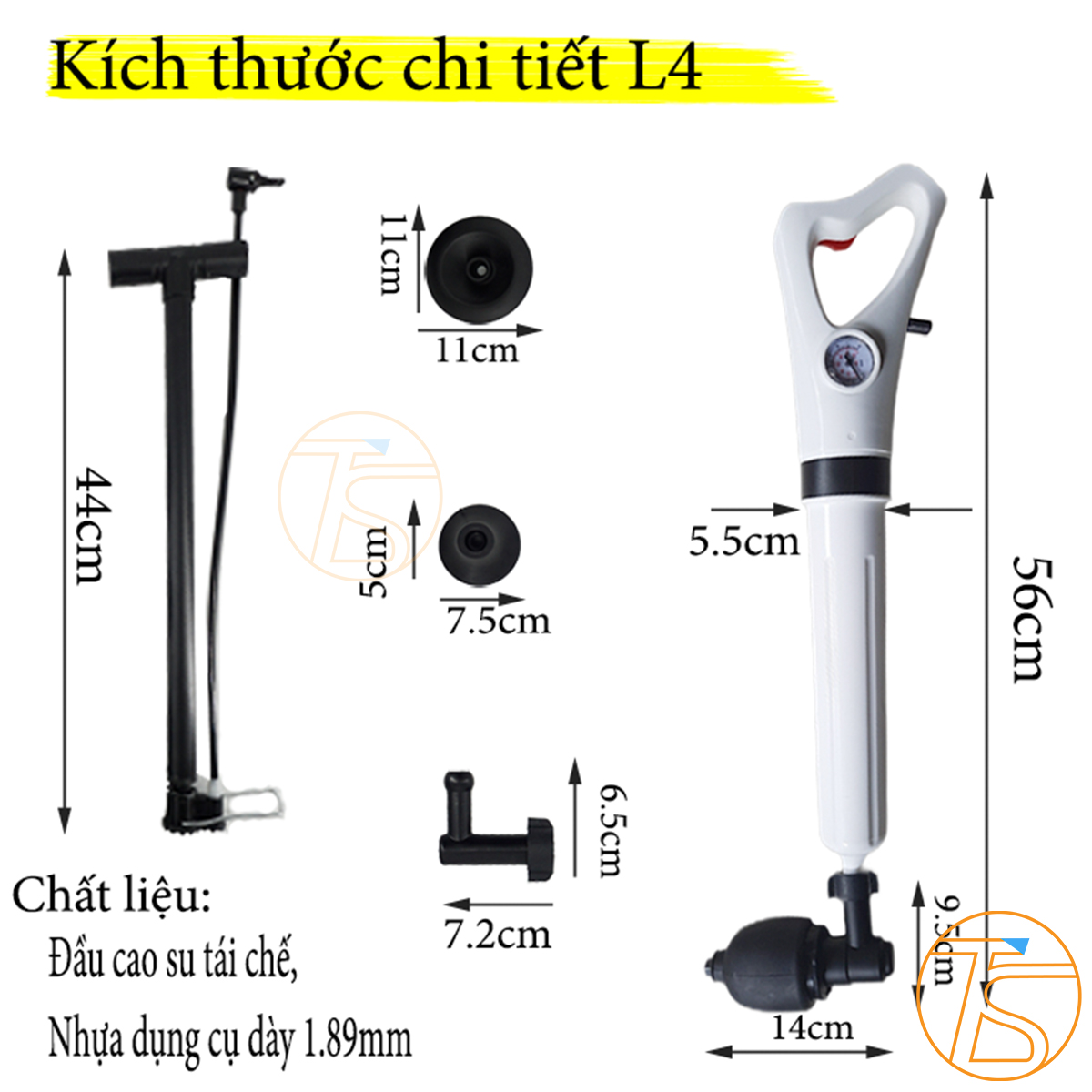 Dụng cụ chuyên dùng thông tắc bồn cầu, ống nước, chậu rửa bằng nén khí cao áp loại thường - Bồn cầu bị nghẹt - Máy thông tắc cống nghẹt - Máy thông tắc bồn cầu nghẹt