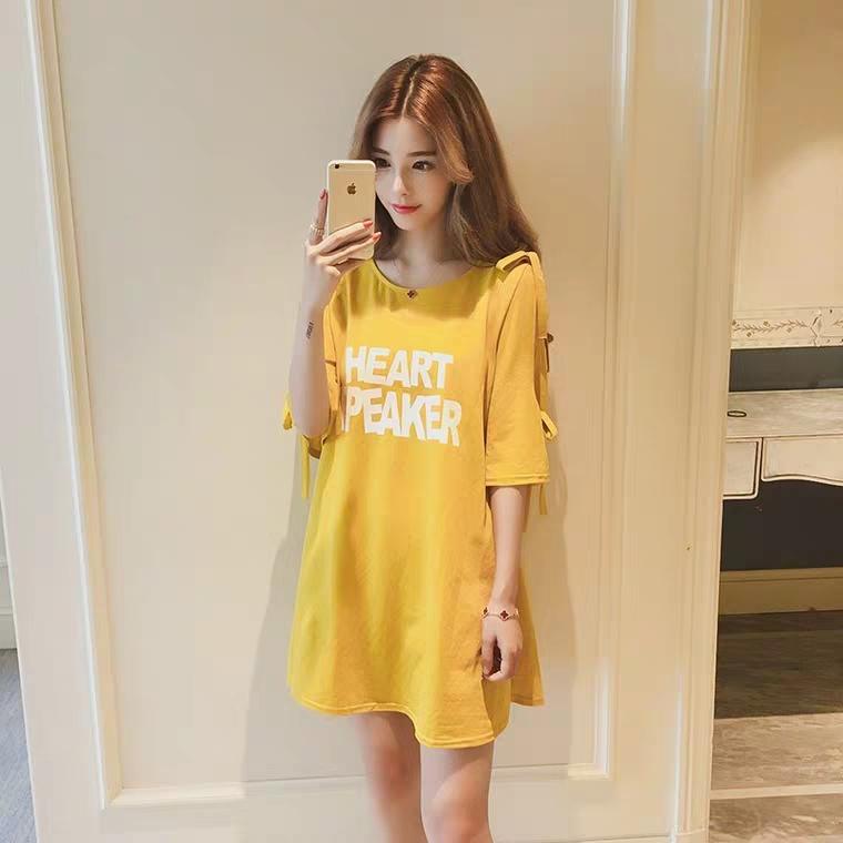 [HCM]Đầm suông phối nơ tay siêu dễ thương HL