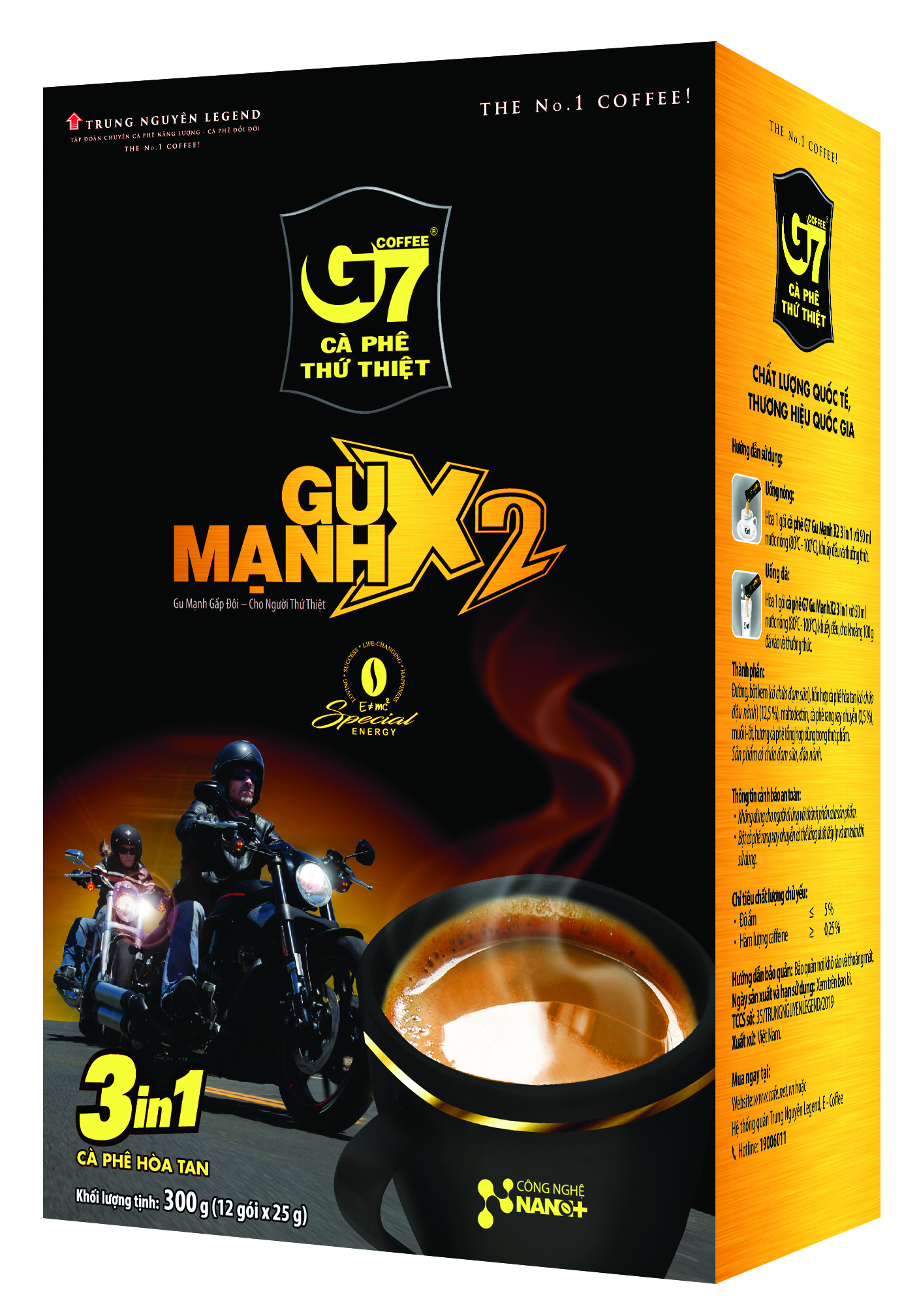 Trung Nguyên Legend Cà Phê Hòa Tan G7 3in1 Gu Mạnh X2 - Cà Phê Sữa Đậm Vị Chuẩn Gu Việt (Hộp 12 Gói x 25gr)