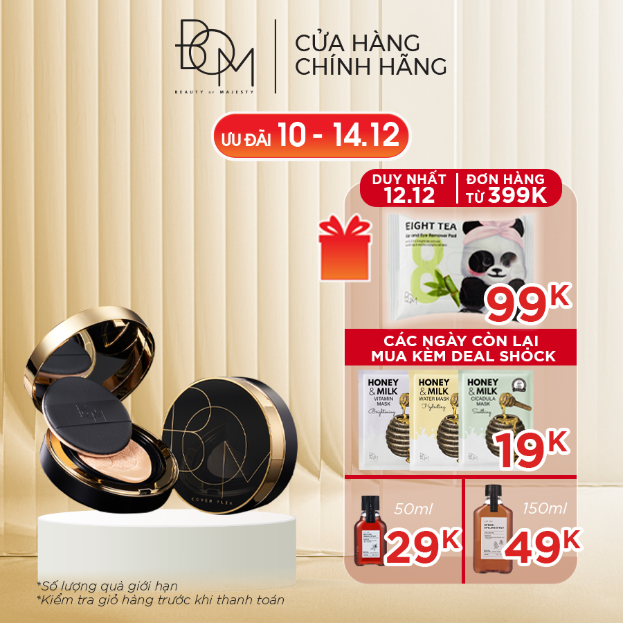 Phấn nước che khuyết điểm BOM Cover Flex Cushion SPF 50+ PA+++ 15g