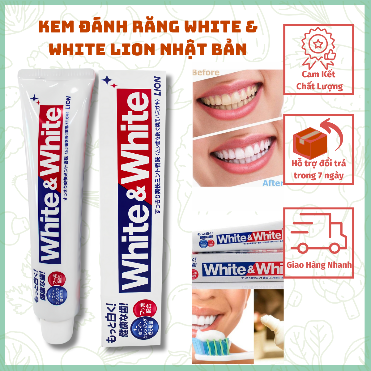 Kem đánh răng White White Nhật Bản làm trắng răng