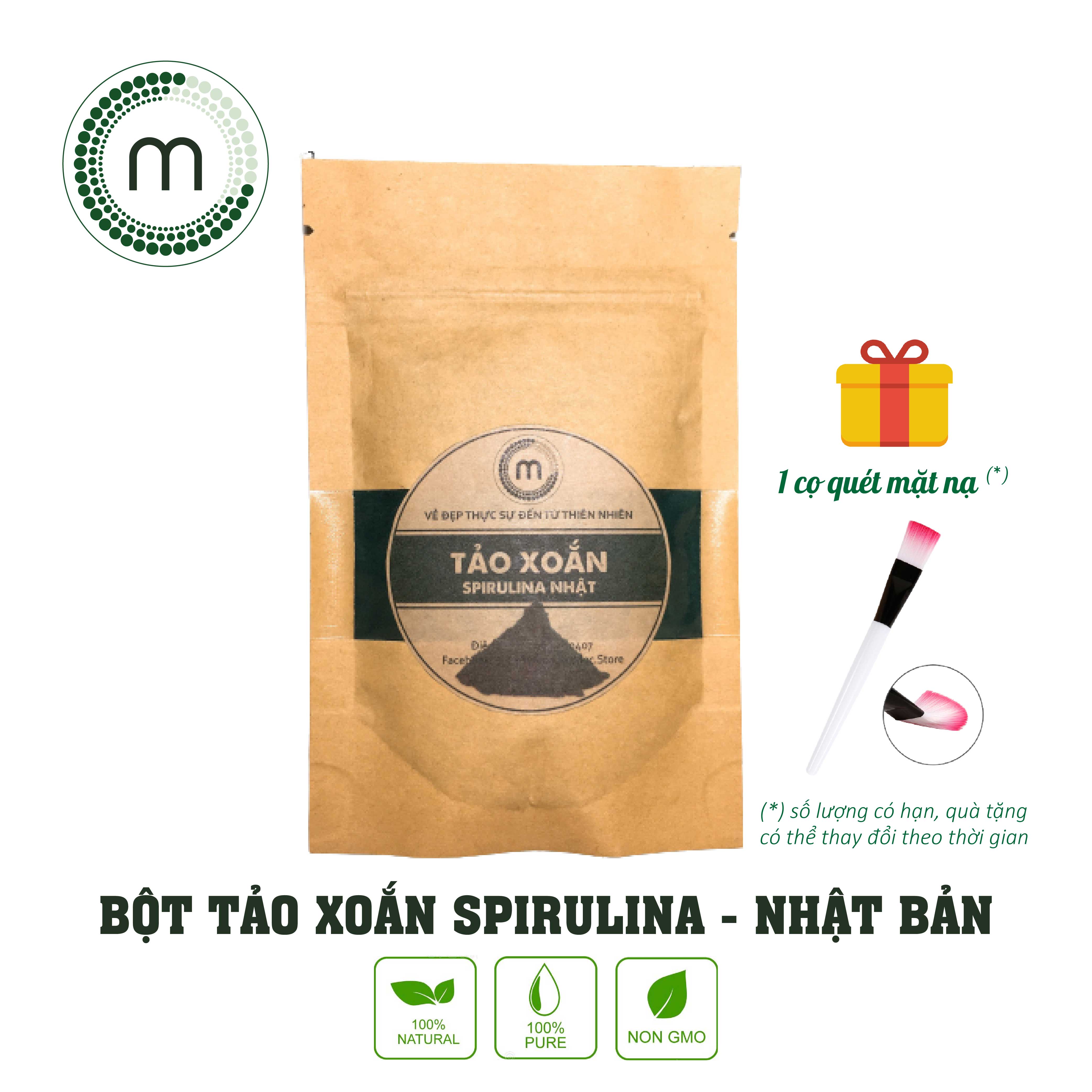 Bột tảo xoắn Spirulina Nhật Bản đắp mặt nạ dưỡng da nguyên chất MỘC túi dùng thử 10g, 30g và chai 100ml chính hãng