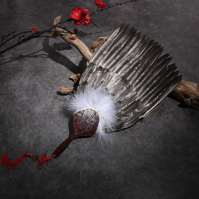 Quạt lông vũ đen GIA CÁT LƯỢNG KHỔNG MINH TIÊN SINH phong cách cổ trang quà tặng trang trí