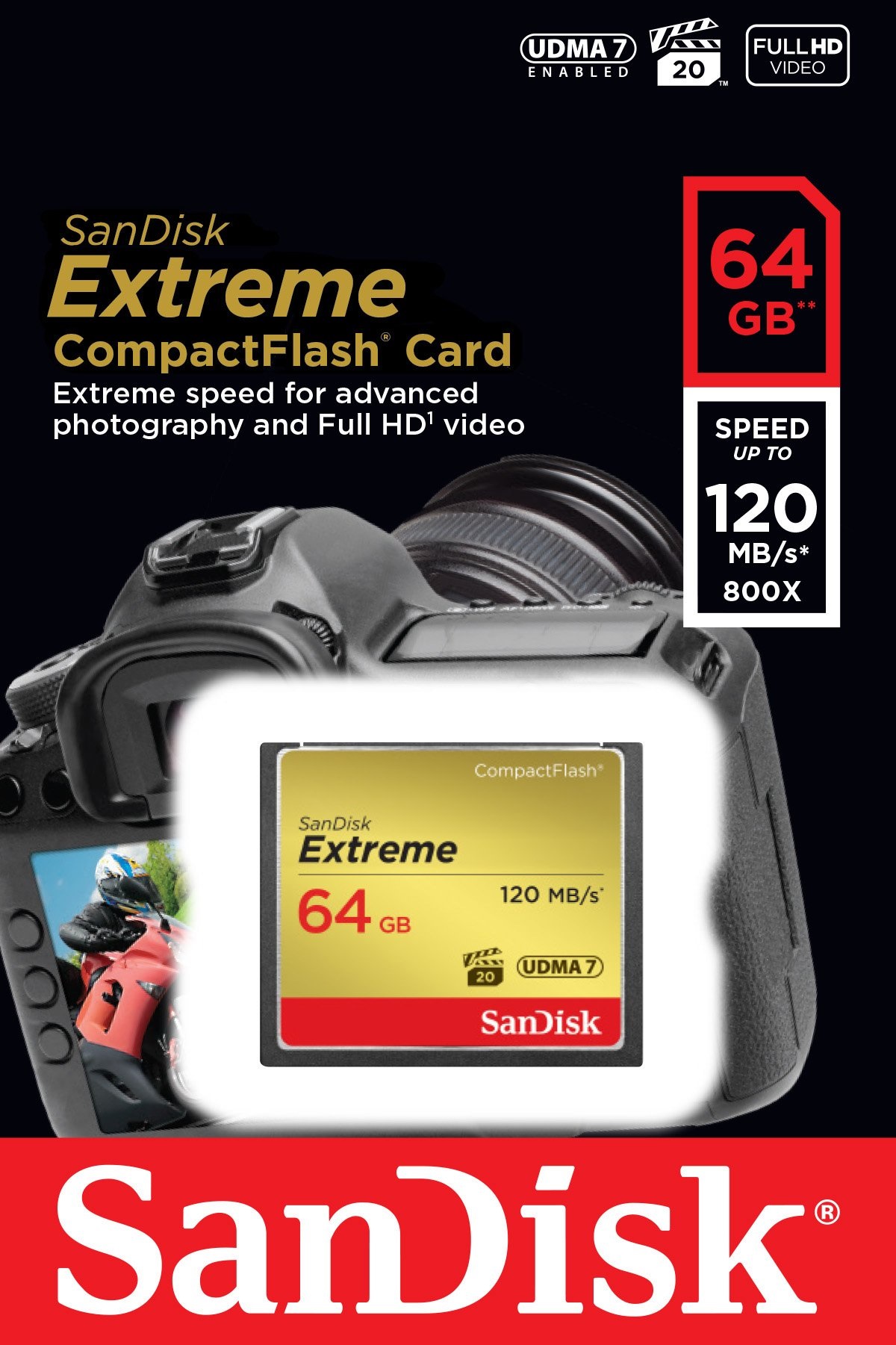 Thẻ nhớ CF Sandisk 64GB Extreme 800X New (120 Mb/s)