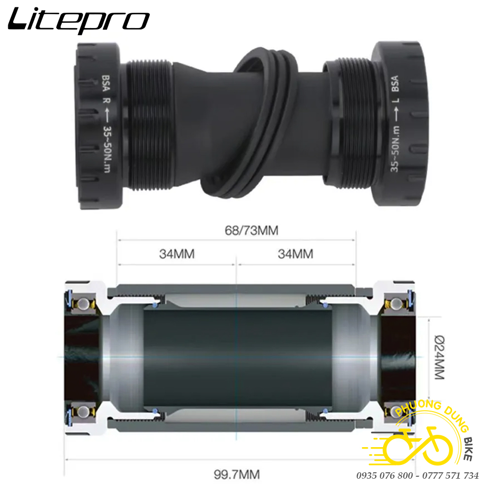 Đùi đĩa (Giò dĩa) rỗng xe đạp 2 Tầng LITEPRO 39-53T (GIÒ BÓNG)