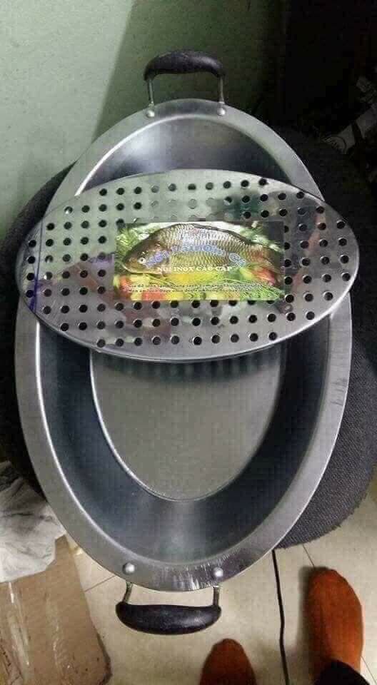 Khay cá chép om dưa inox