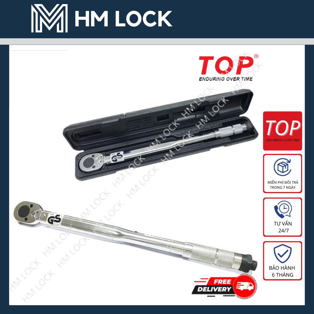 CẦN SIẾT CHỈNH LỰC 1/2” (28-210 Nm) TOP - DÀI 450MM+ - Thép CR-V SIÊU CỨNG CHỊU LỰC CAO KHÔNG GỈ CAO CẤP - HM LOCK