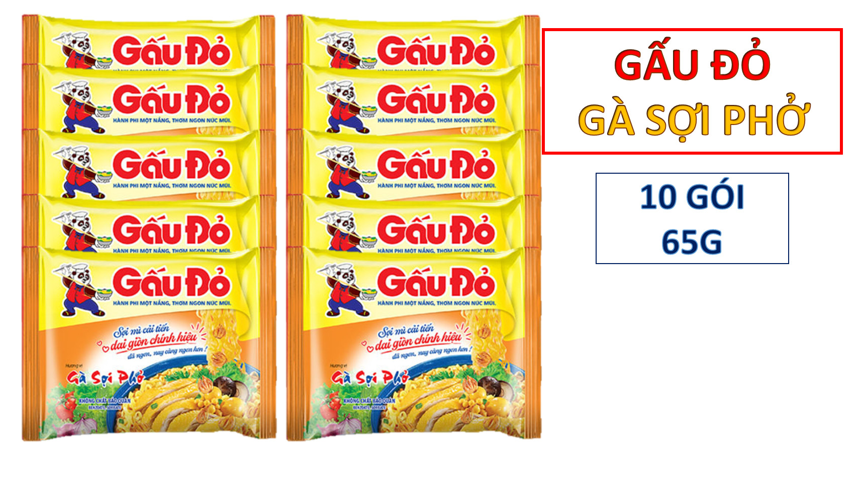 [Thùng 30 gói] Mì Gấu đỏ Gà sợi phở 63g