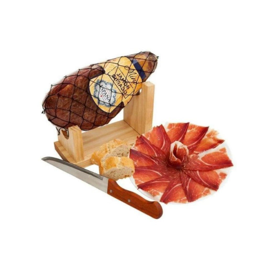 Đùi heo muối Espana Mini Jamon Curado Tây Ban Nha 1kg, heo trắng ủ muối 16 tháng xông khói, quà tết