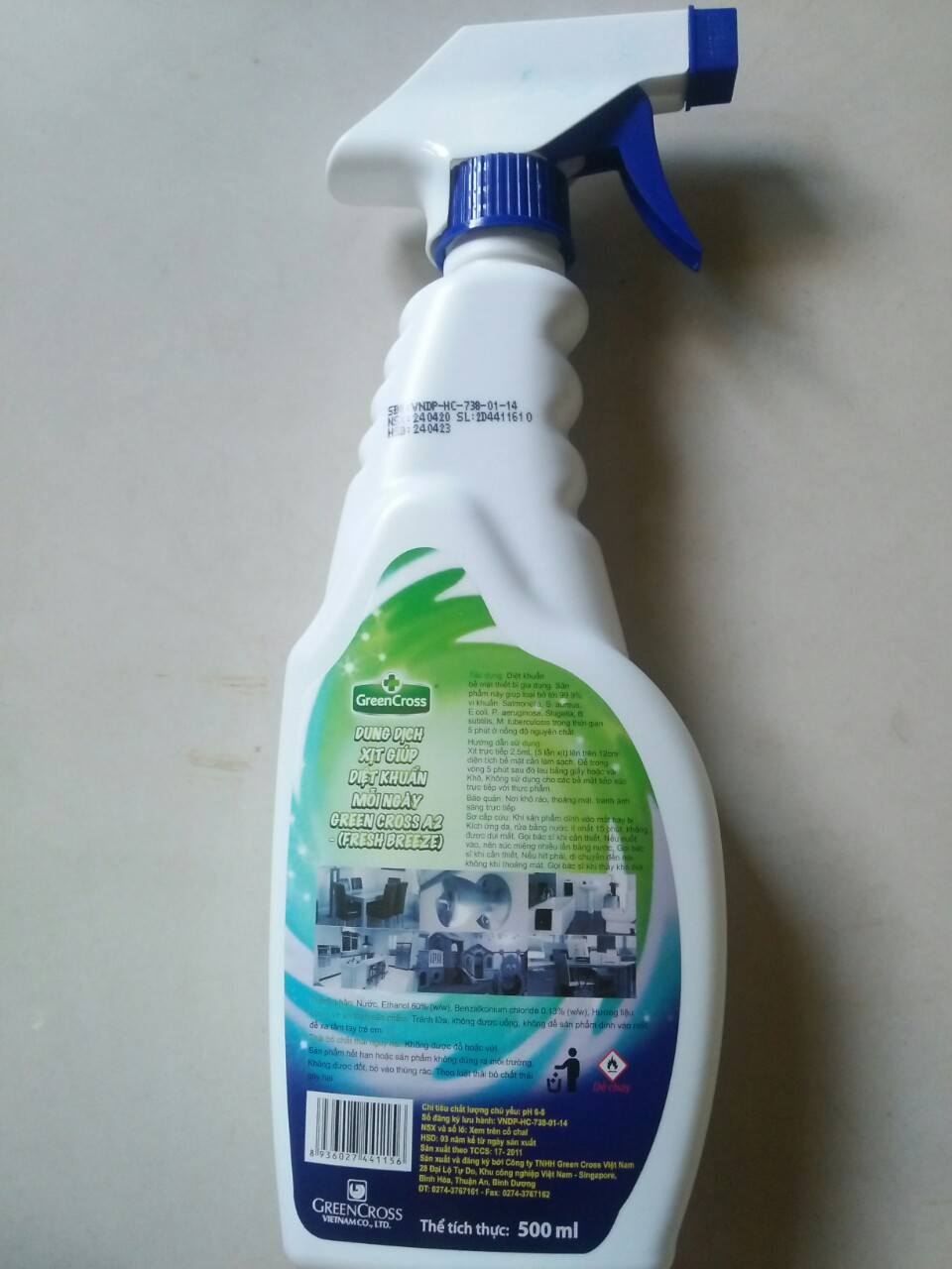 Dung Dịch Xịt Diệt Khuẩn Green Cross A2-500ml