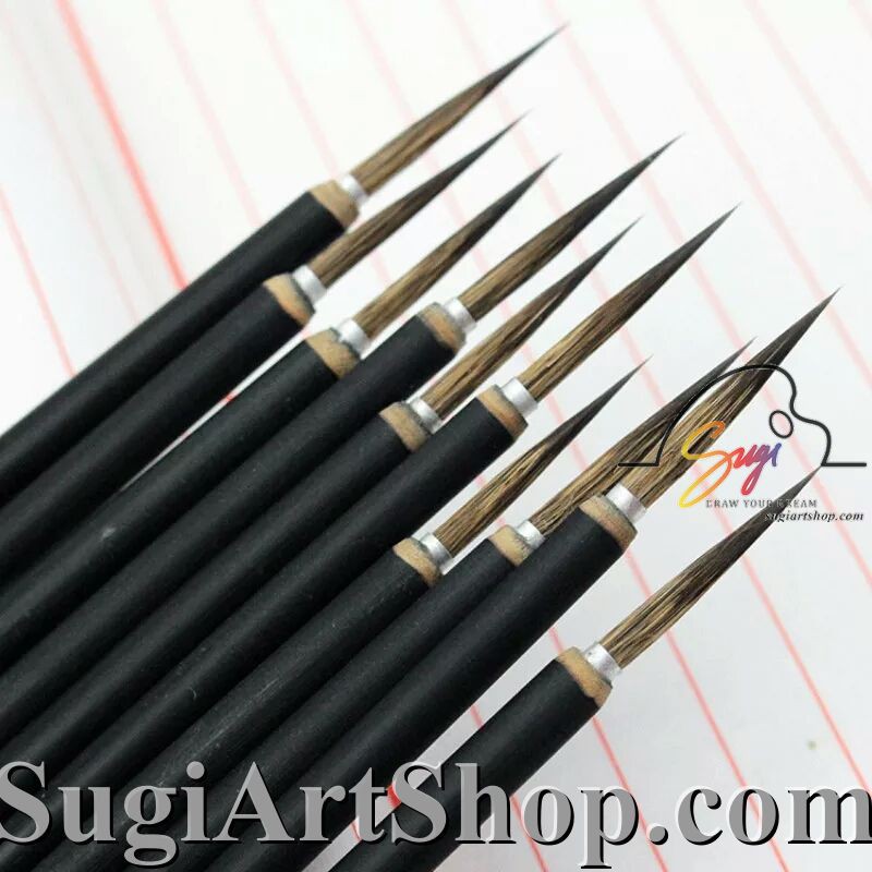 [SUGI ART SHOP] Cọ Tỉa Nét, Cọ Thư Pháp Đen Lông Mềm (2 SIZE)
