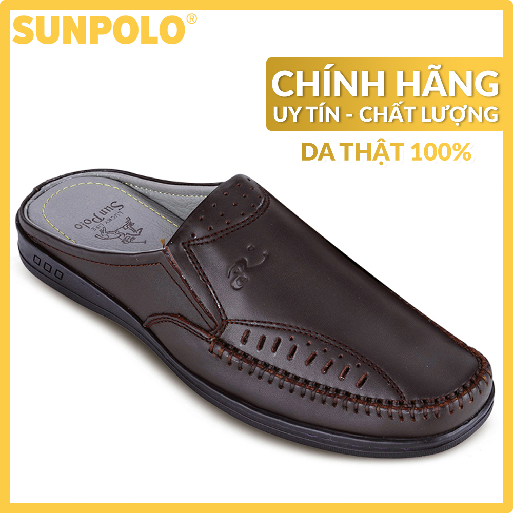 Men leather sabo shoes SUNPOLO SPO196 (brown)