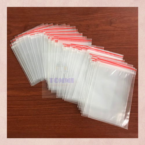 Túi Zip Trong Suốt Loại Dày Chỉ Đỏ Đủ Size