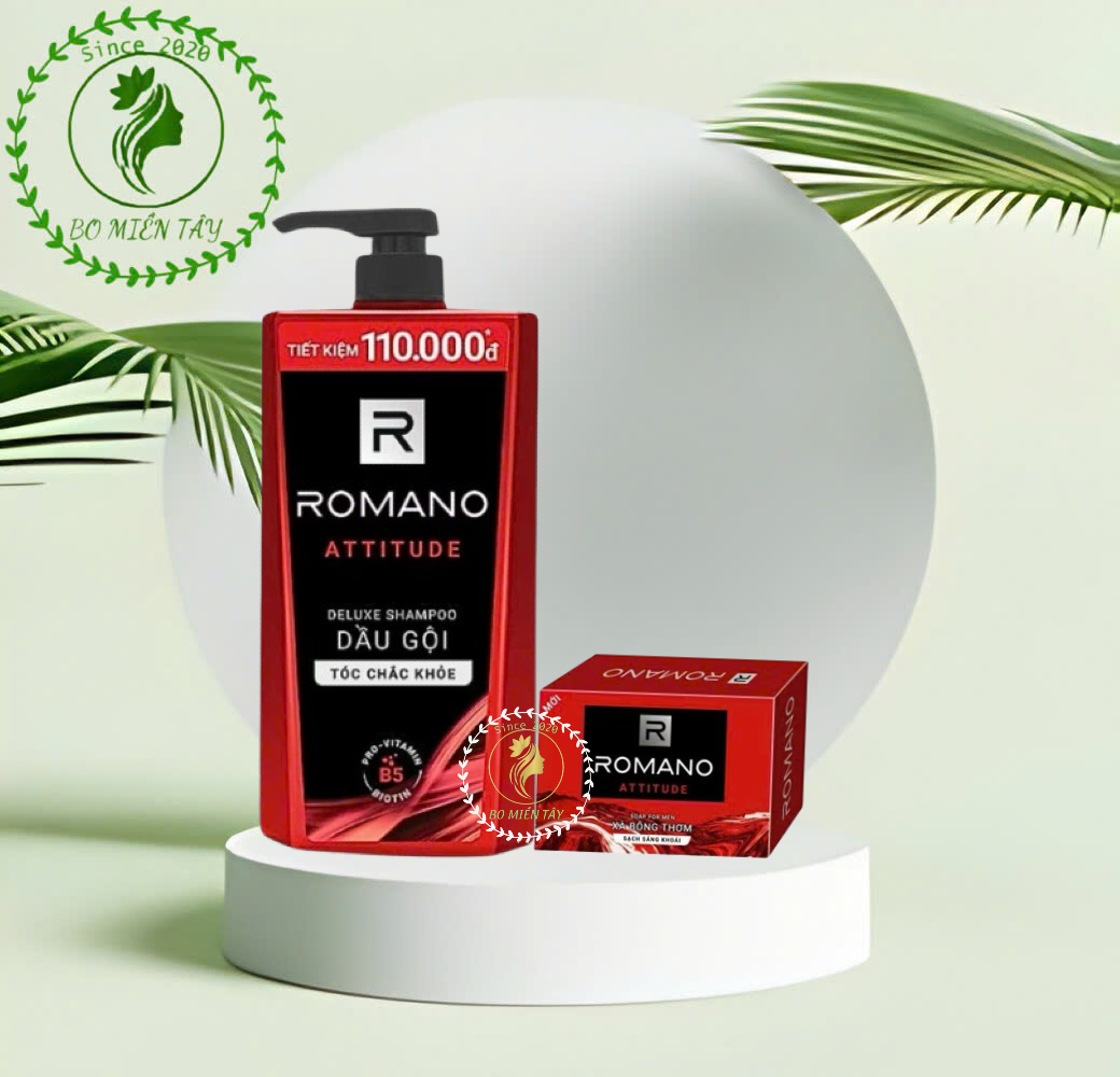 Dầu Gội Romano Attitude 900g Cho Nam + Tặng Xà Bông 90g/ Nước Hoa 18ml – Sạch Gàu, Thơm Lâu